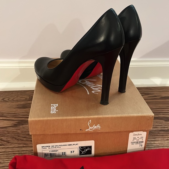 Christian Louboutin Black Bruges Platform Heel size 37 - Picture 6 of 17